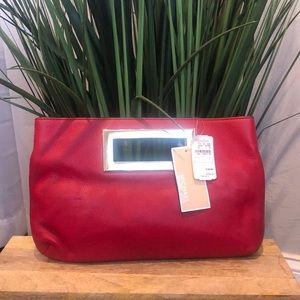 Michael Kors Clutch - Red & Gold Top Handle